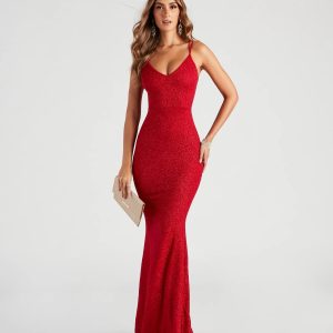 Rachel Formal Glitter Lace-Up Dress