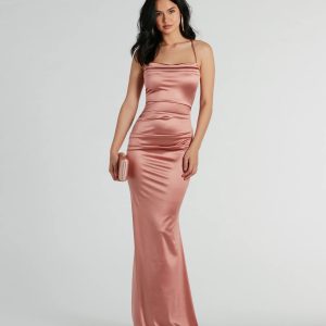 Courteney Cowl Neck Mermaid Satin Formal Dress