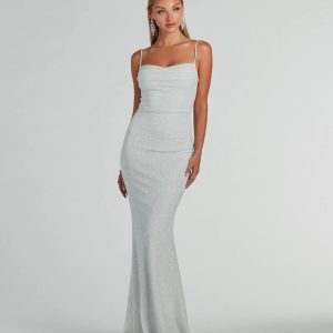 Erica Cowl Neck Mermaid Glitter Formal Dress