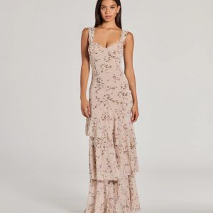 Melonie Corset Ruffled Mermaid Floral Formal Dress