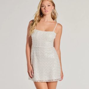 Lilah Sequin And Pearl Beaded Mini Dress