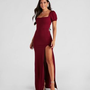 Denali Formal Puff Sleeve Long Dress
