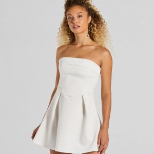 Sweet And Sassy Strapless Scuba Knit Skater Dress