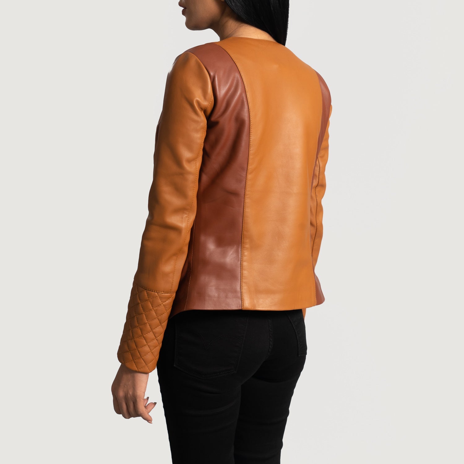 County Tan Overlap Leather Jacket - Image 5