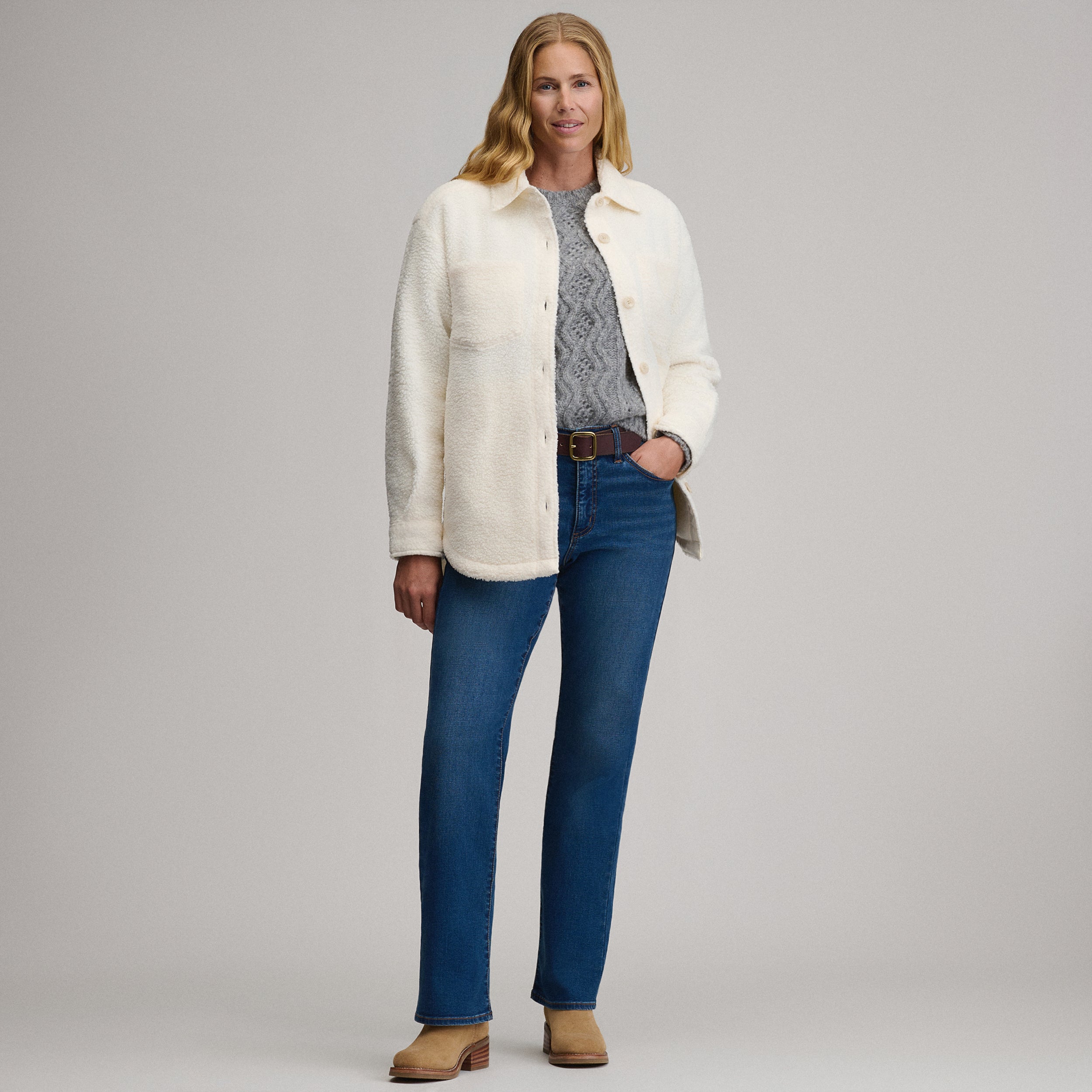 Women's Fleece Shirt Jacket - Image 4