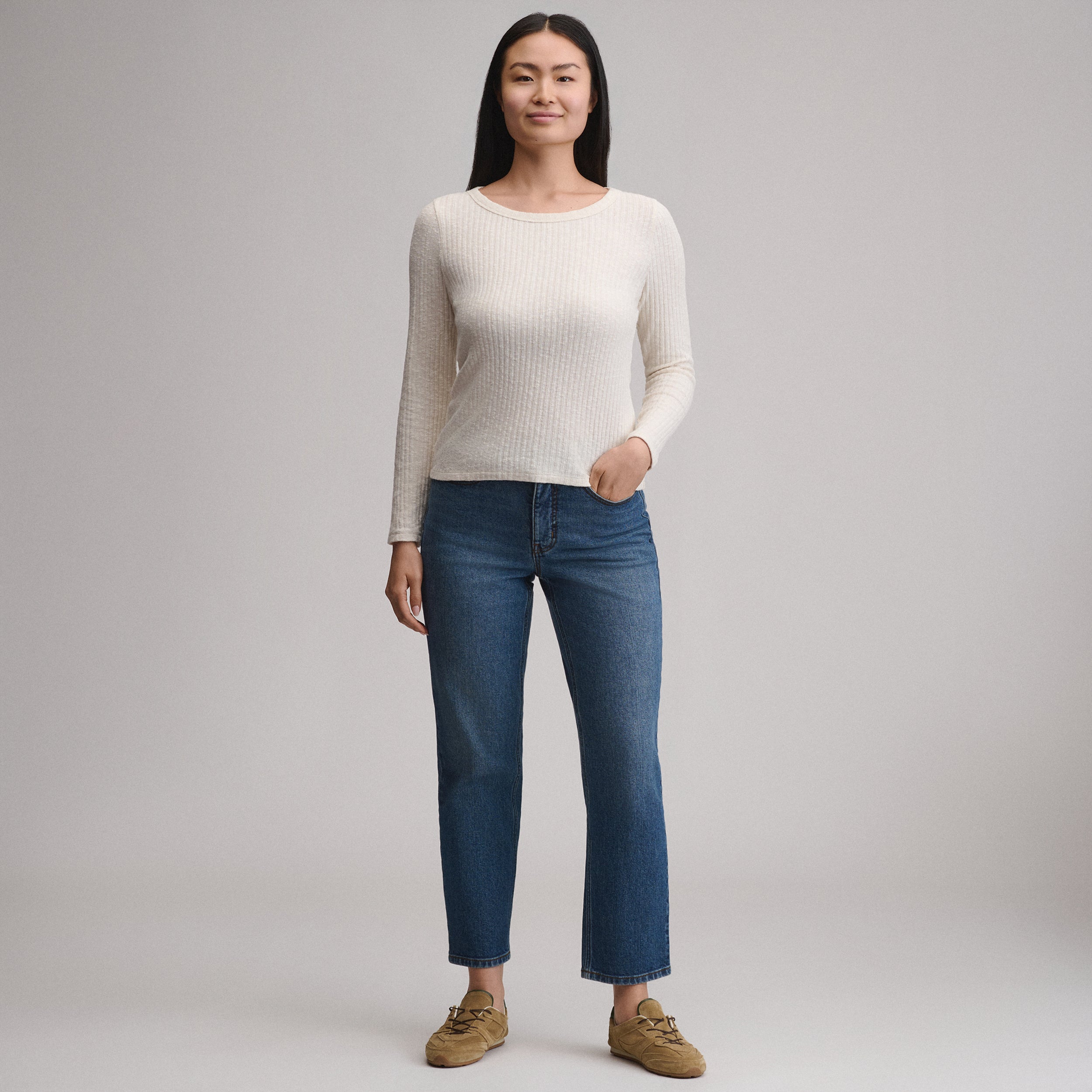Women's Long-Sleeve Hacci Ribbed Top - Image 4