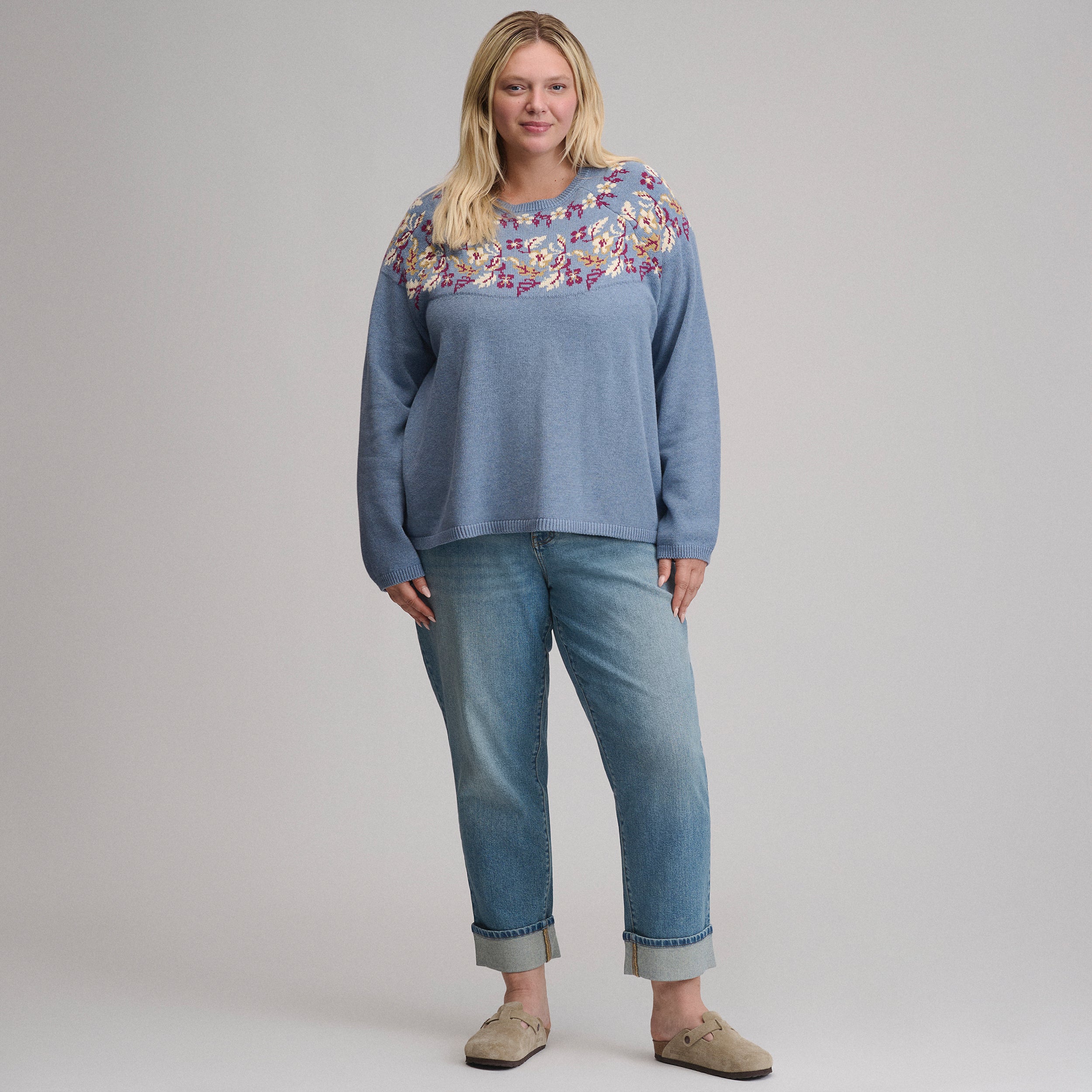 Women's Placed Intarsia Sweater - Image 4
