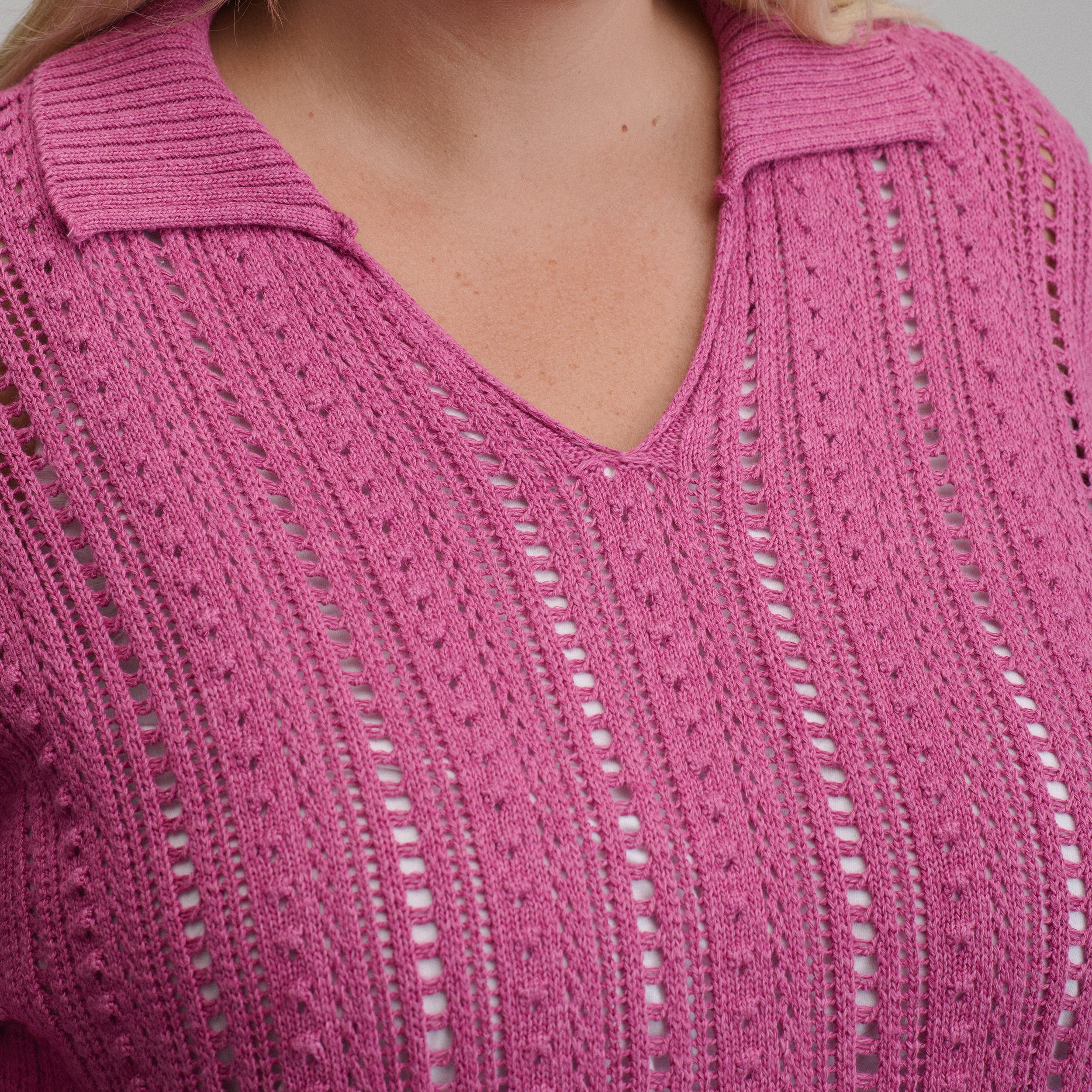 Women's Long-Sleeve Slub Johnny Collar Sweater - Image 11