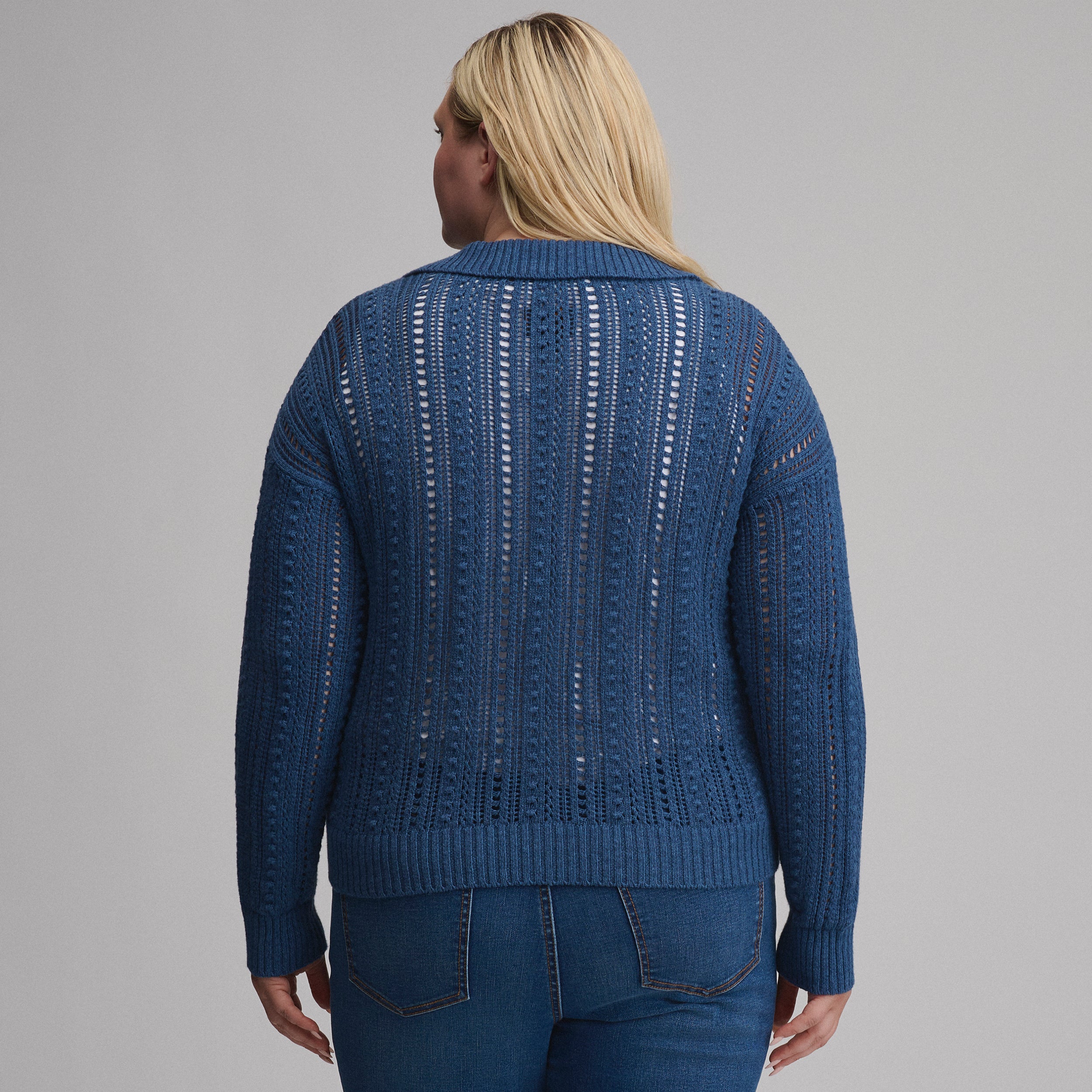 Women's Long-Sleeve Slub Johnny Collar Sweater - Image 14