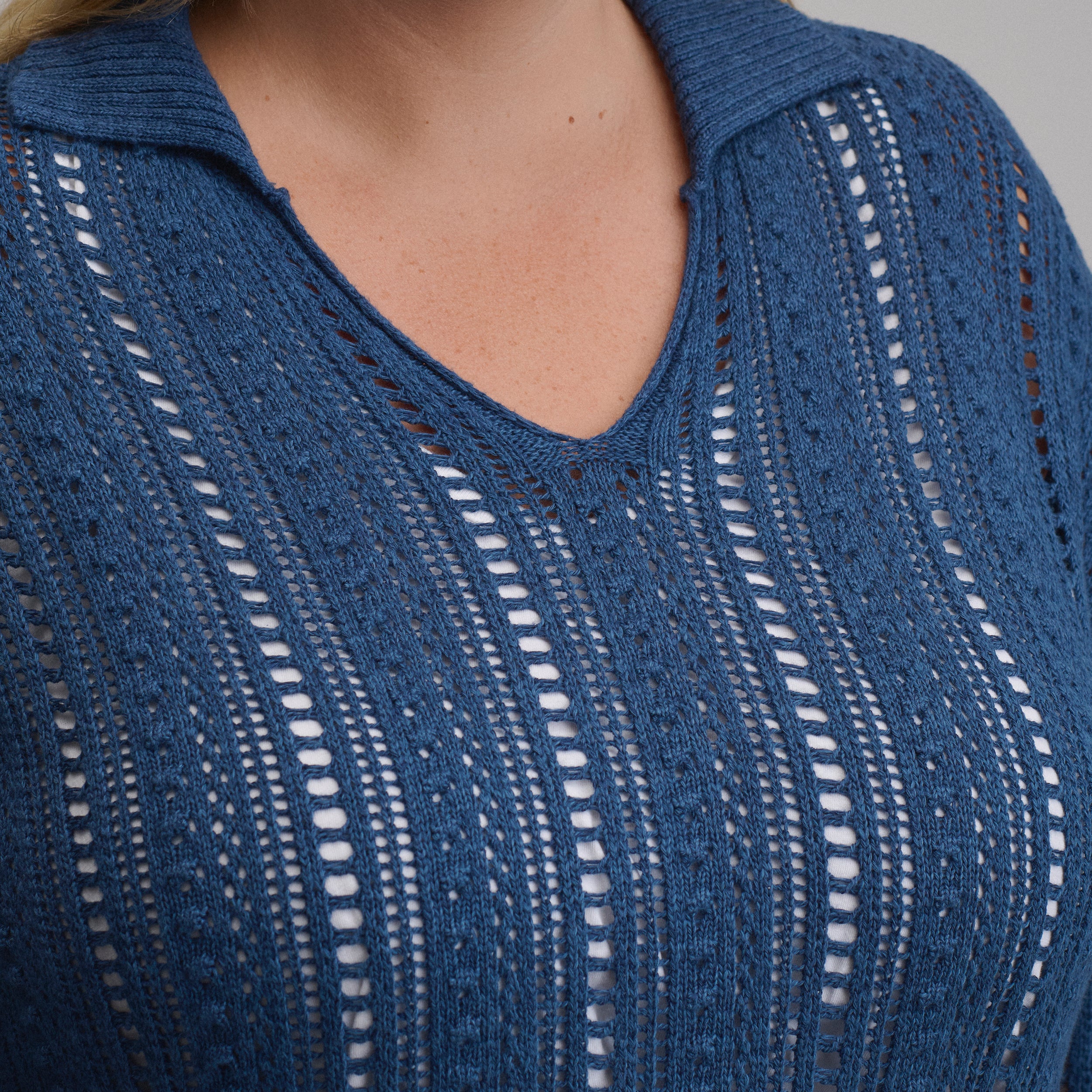 Women's Long-Sleeve Slub Johnny Collar Sweater - Image 15