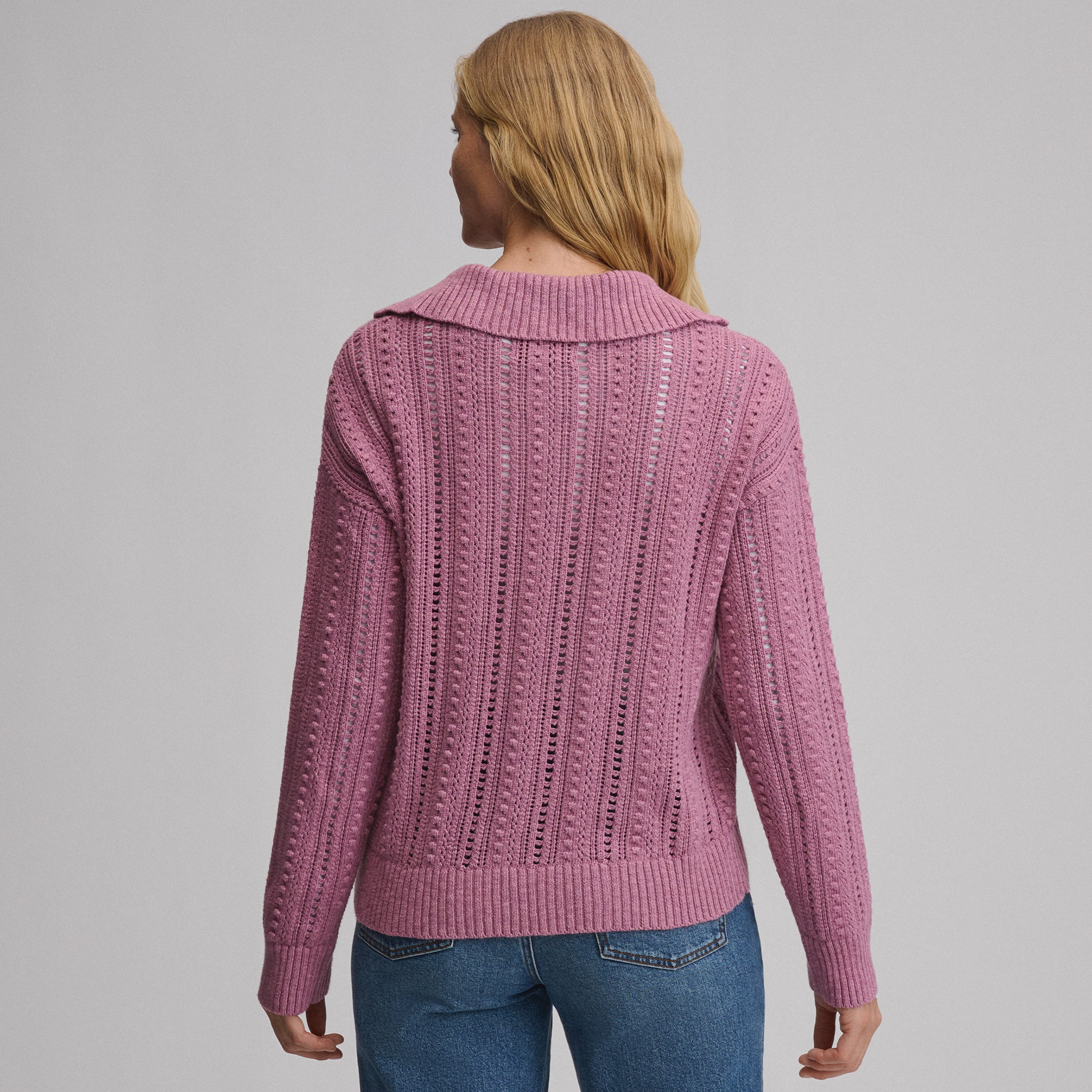 Women's Long-Sleeve Slub Johnny Collar Sweater - Image 6