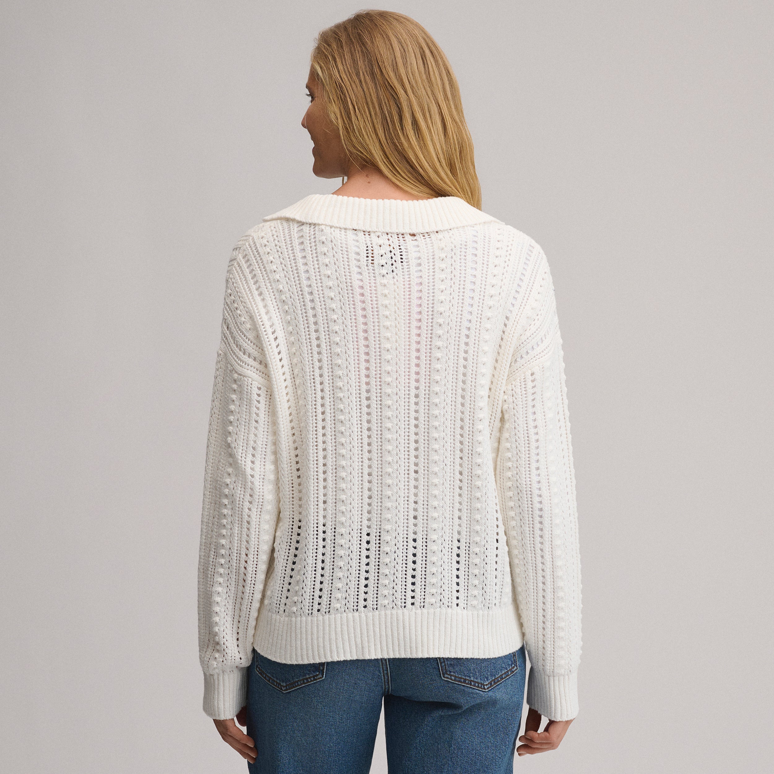 Women's Long-Sleeve Slub Johnny Collar Sweater - Image 26