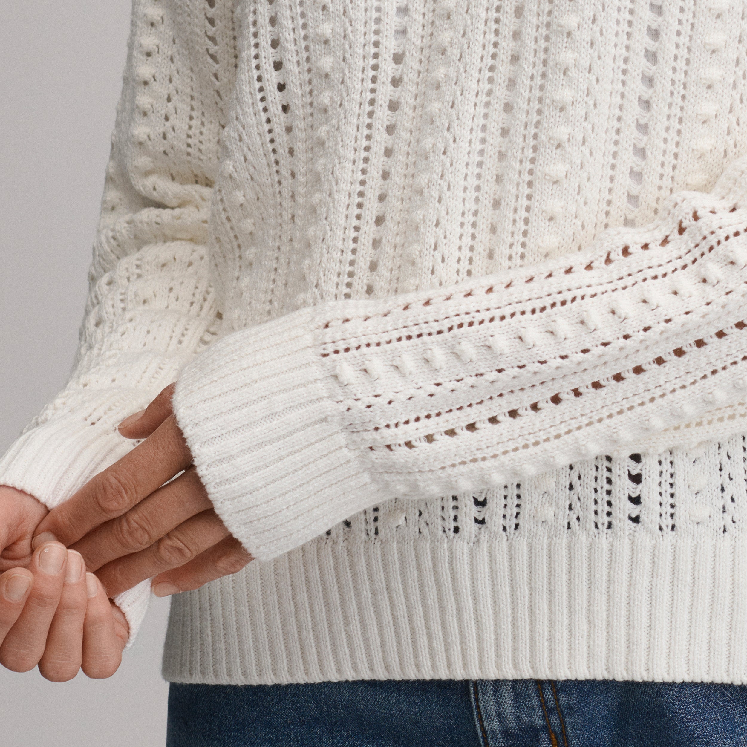 Women's Long-Sleeve Slub Johnny Collar Sweater - Image 27
