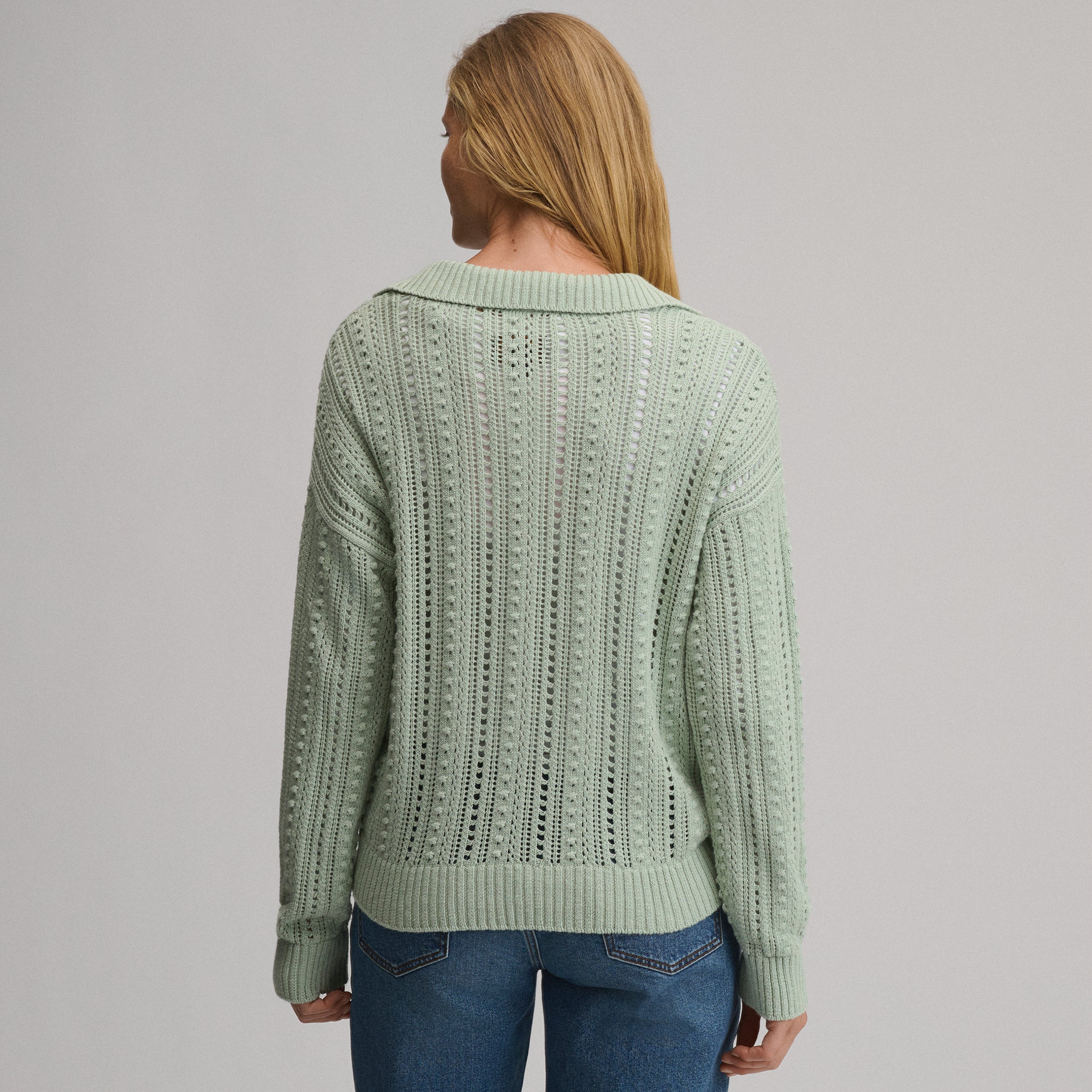 Women's Long-Sleeve Slub Johnny Collar Sweater - Image 30