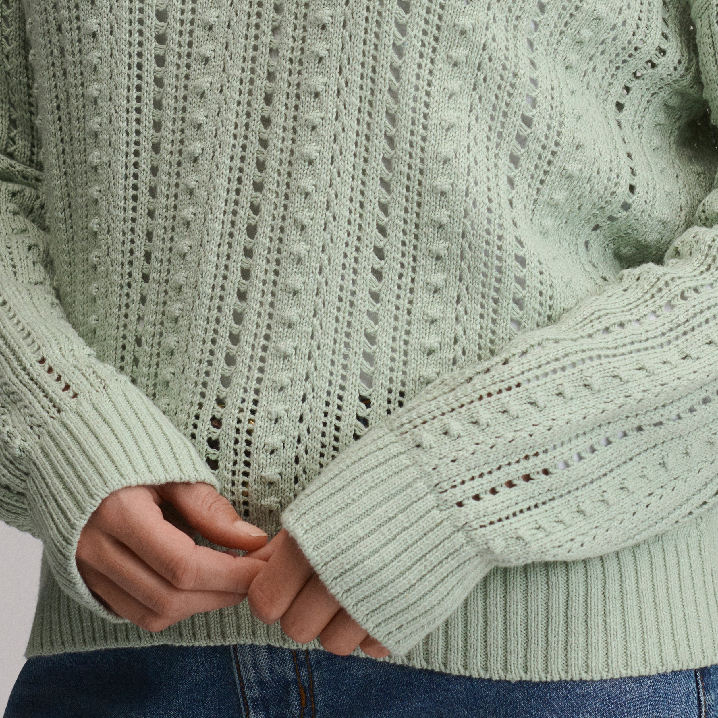 Women's Long-Sleeve Slub Johnny Collar Sweater - Image 31
