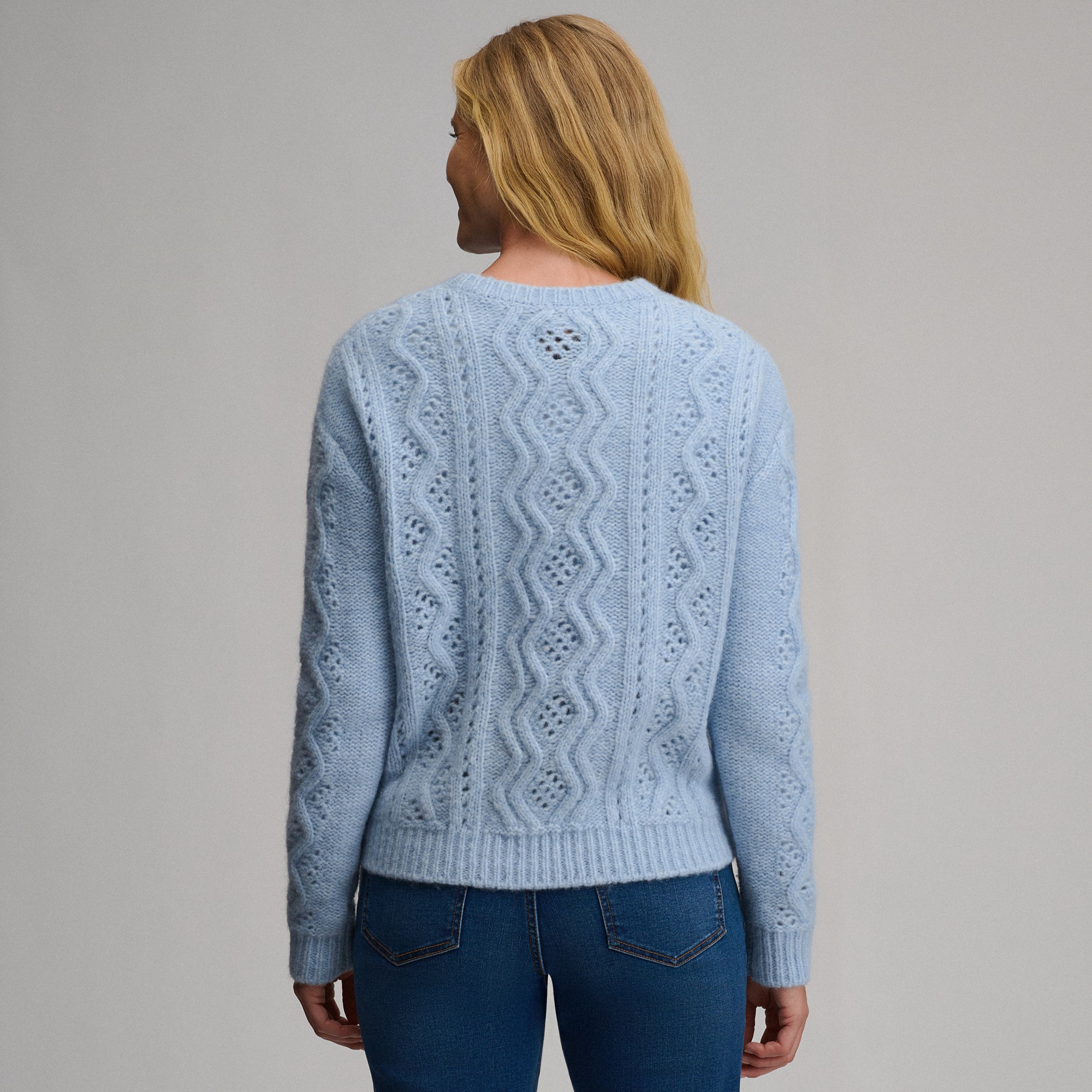 Women's Open Stitch Cable Crew Sweater - Image 2