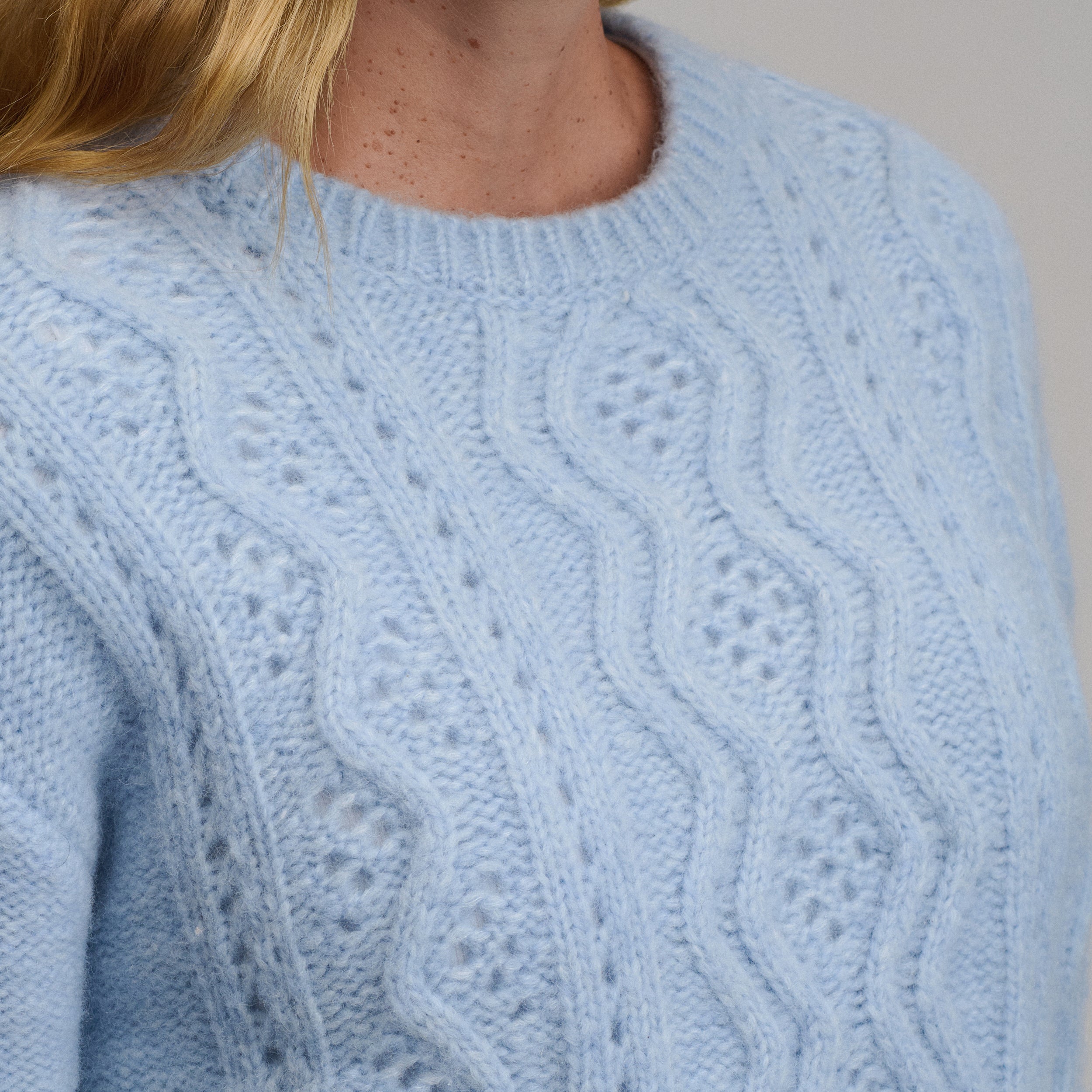 Women's Open Stitch Cable Crew Sweater - Image 3
