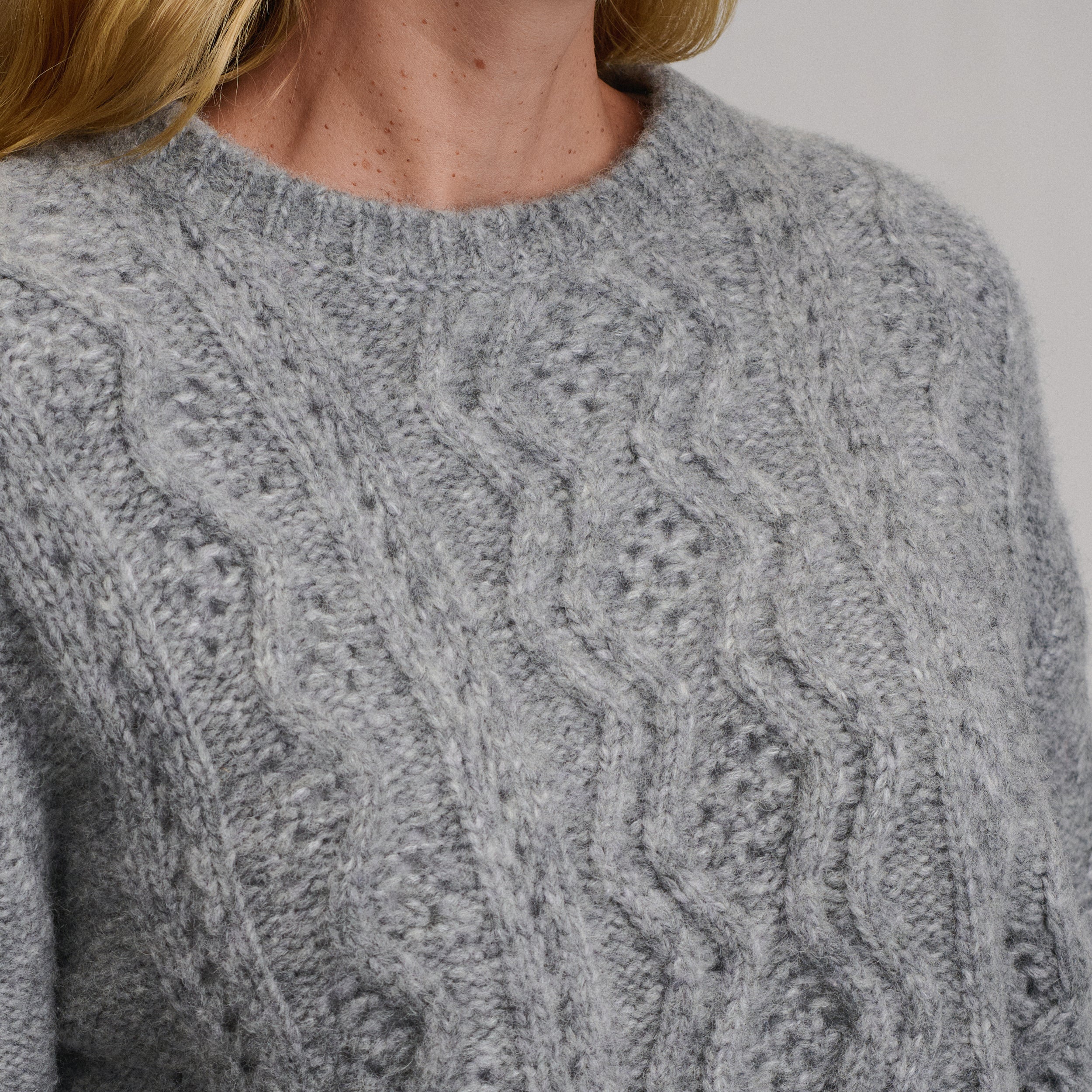 Women's Open Stitch Cable Crew Sweater - Image 7