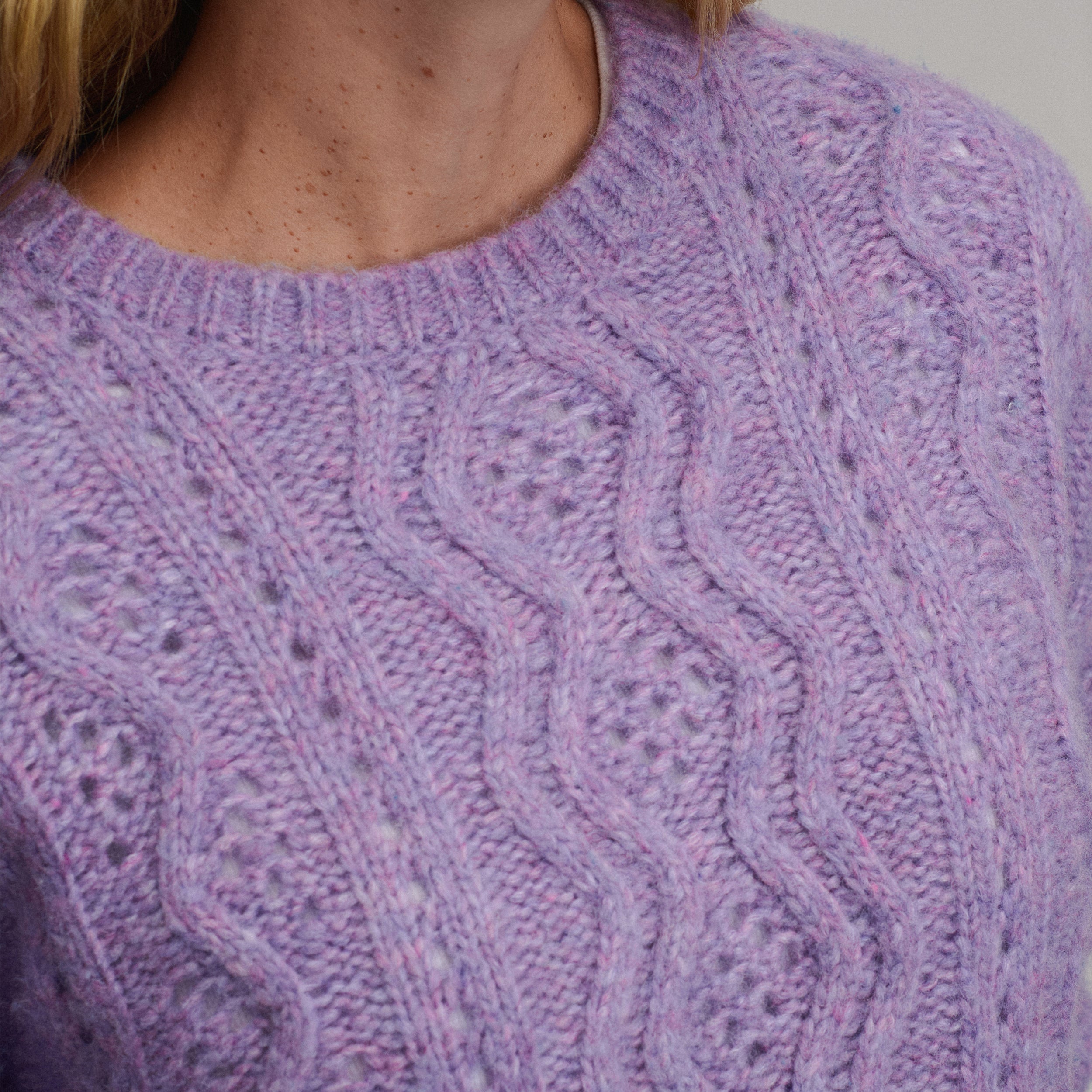 Women's Open Stitch Cable Crew Sweater - Image 11