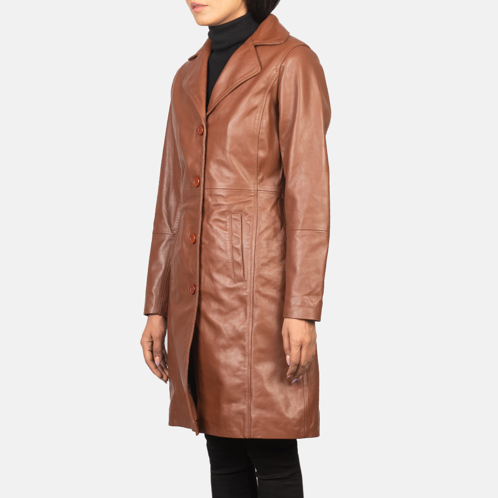 Alexis Brown Single Breasted Leather Coat - Image 2