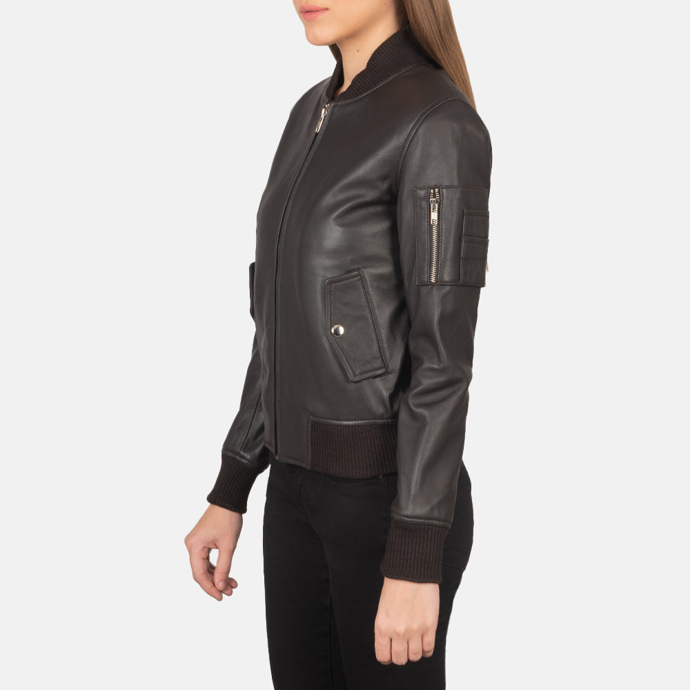 Ava Ma-1 Brown Leather Bomber Jacket - Image 2