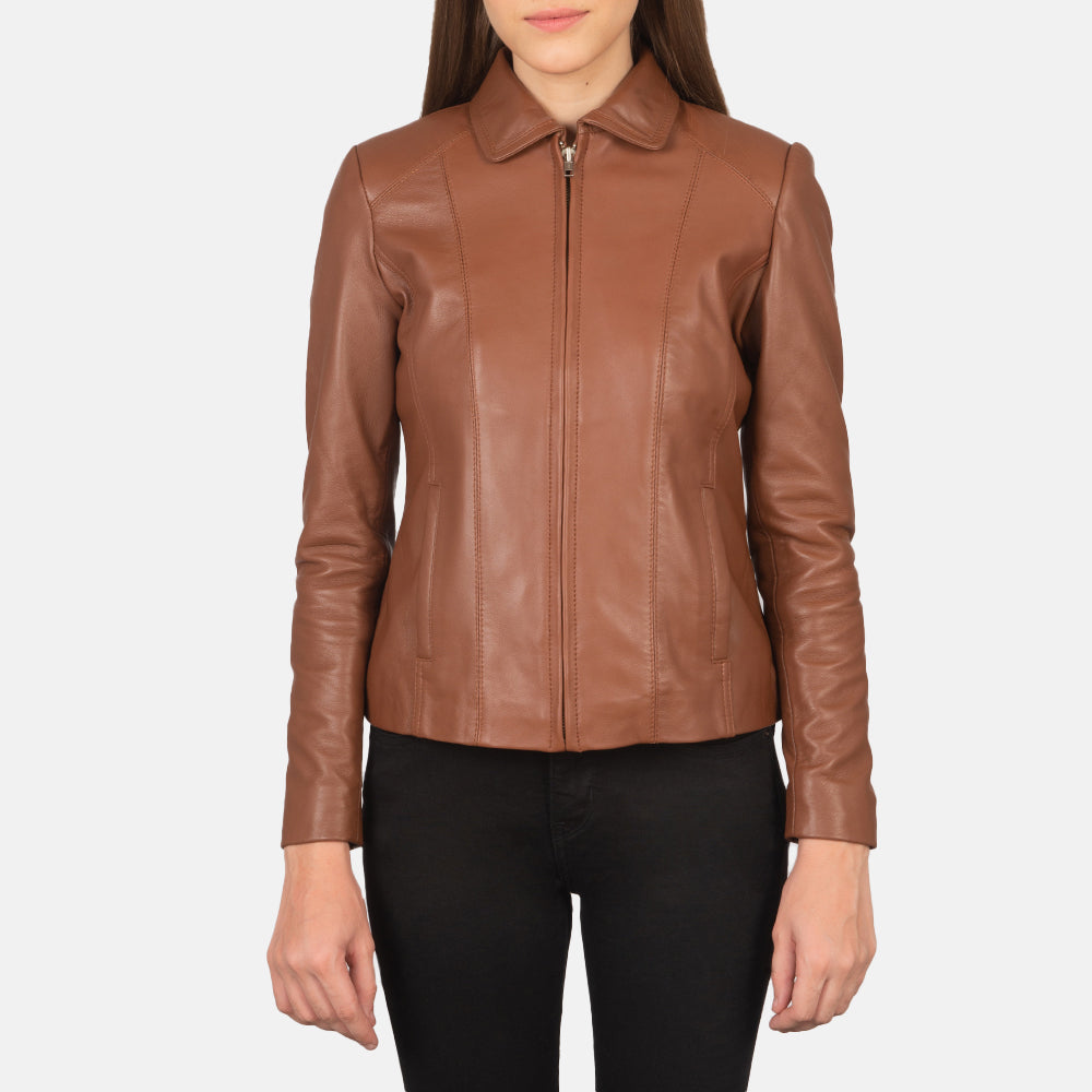 Colette Brown Leather Jacket - Image 4
