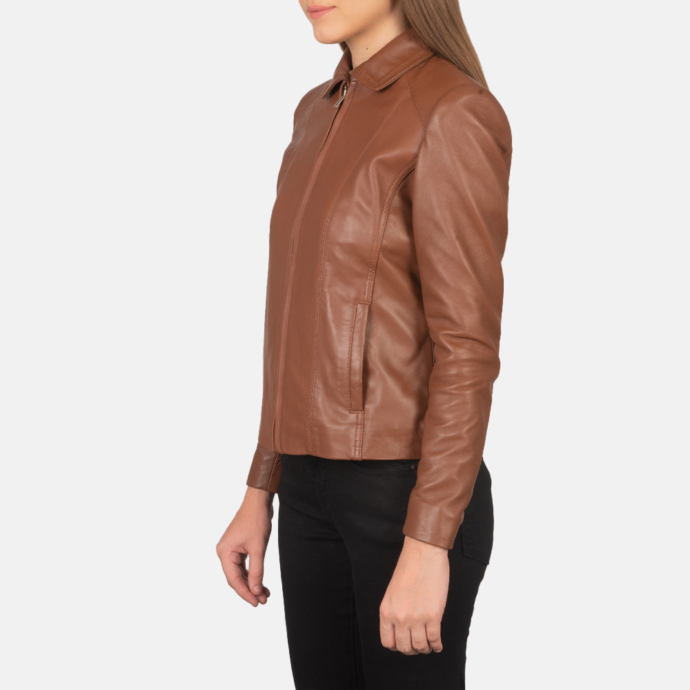 Colette Brown Leather Jacket - Image 2