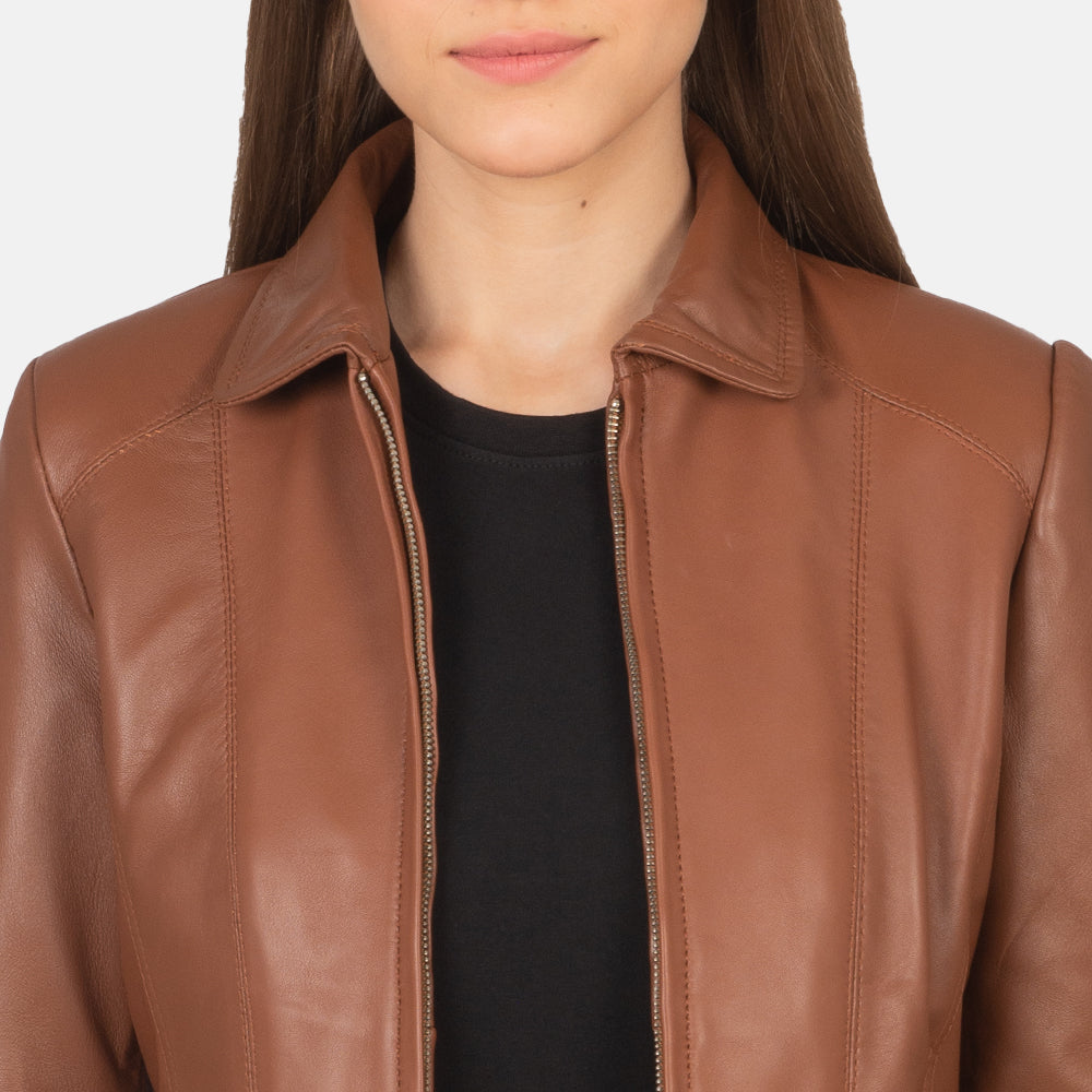 Colette Brown Leather Jacket - Image 6